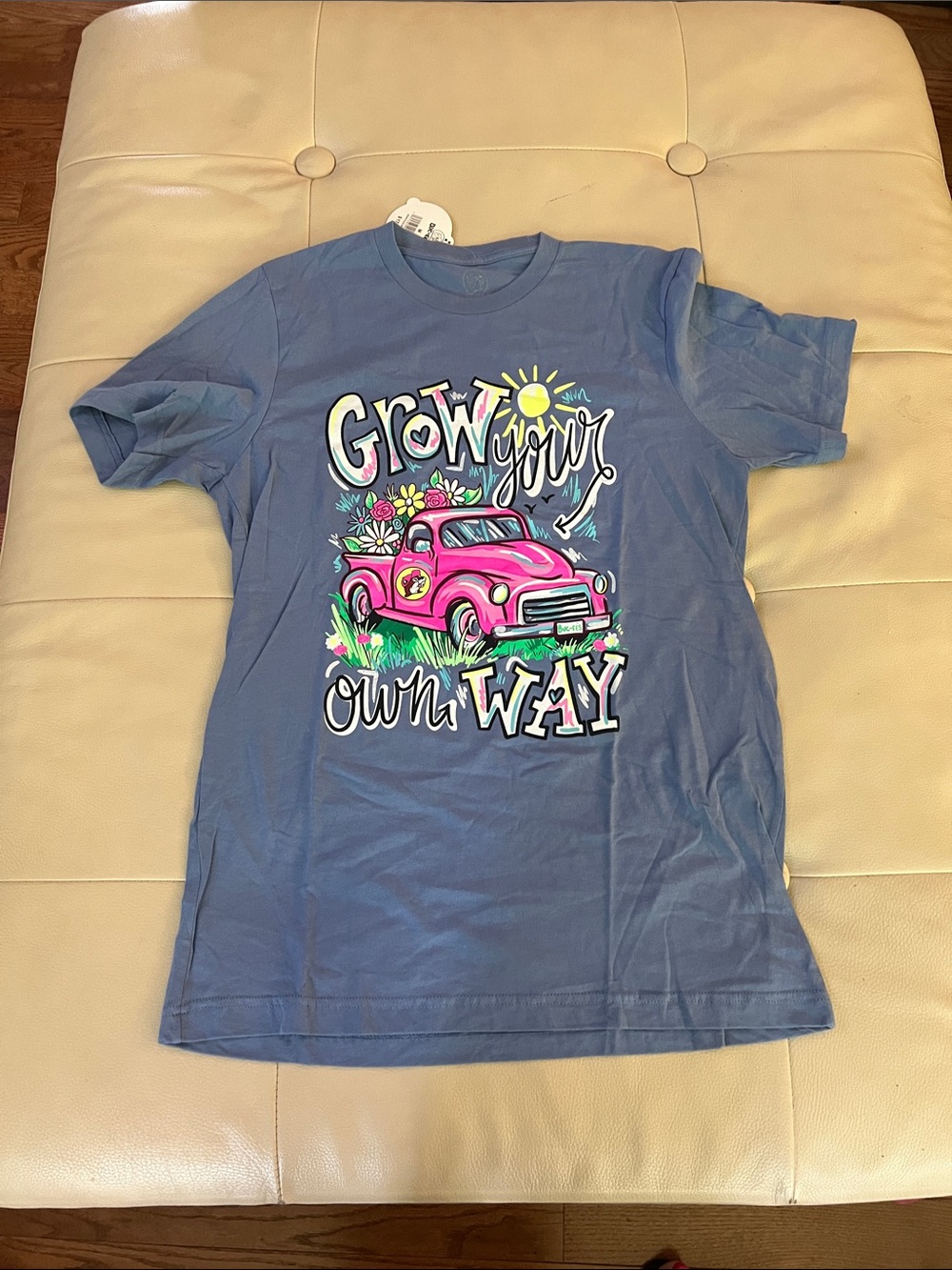 Ladies Blue Graphic Tee - 'Grow Your Own Way' Buc ees